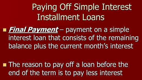 Paying off Simple Interest Installment Loans